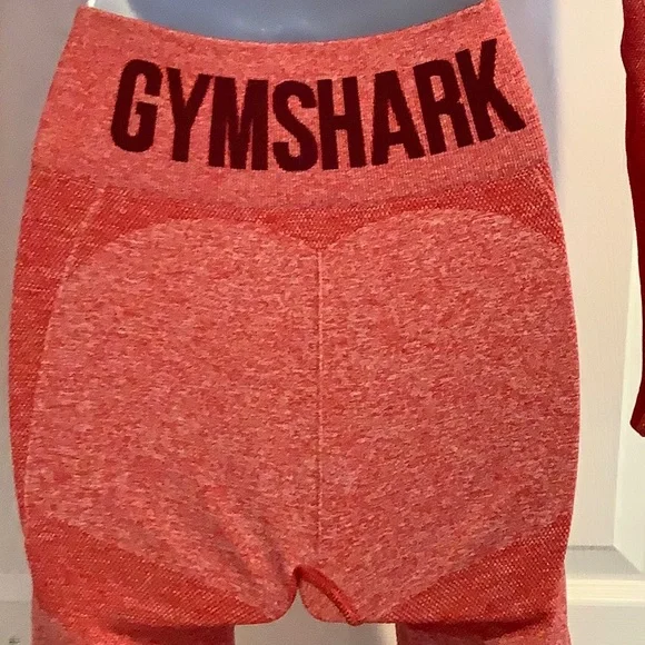 NWOT GYM SHARK 2 Piece Red/White Long Sleeve/Pants Gym Workout Athleisure Set S - Picture 8 of 11